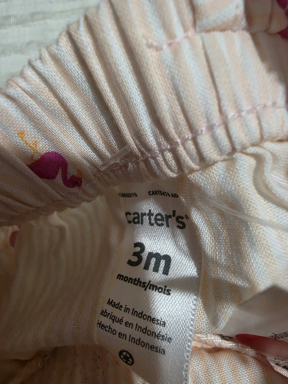 Carter's Pink Striped Baby Romper with Flamingo Print Size 3 Months